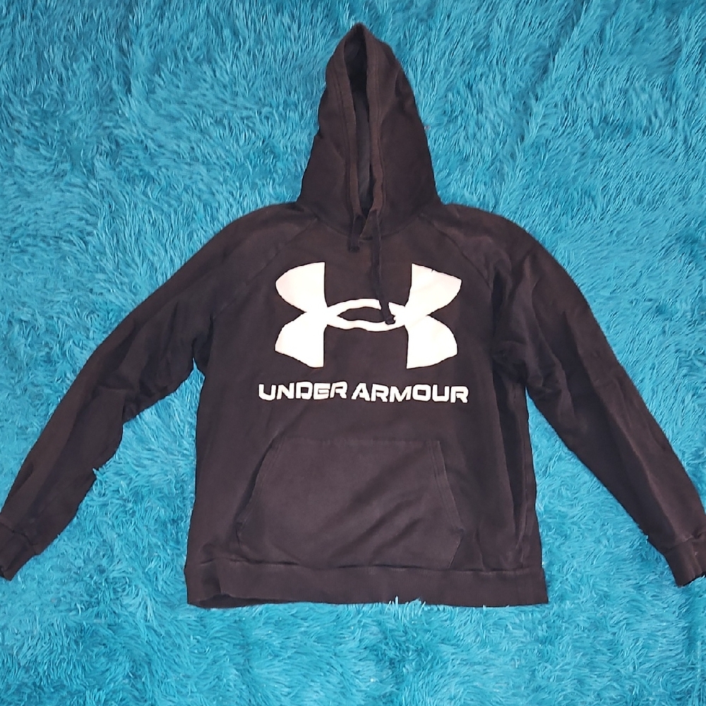 Under Armour Black Pullover Hoodie with White Logo